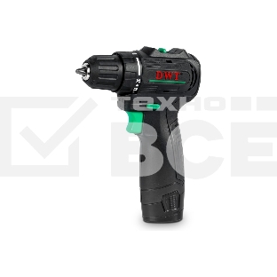 Дрель-шуруповерт аккумуляторная DWT ABSP-12 DN-2 BMC/12В/до 1500 об.в мин/35 Нм/0.8-10 мм/бещеточный мотор/реверс/LED-подсветка/2 АКБ, 2 А·ч/ЗУ/кейс/черный (ABSP-12 DN-2 BMC)