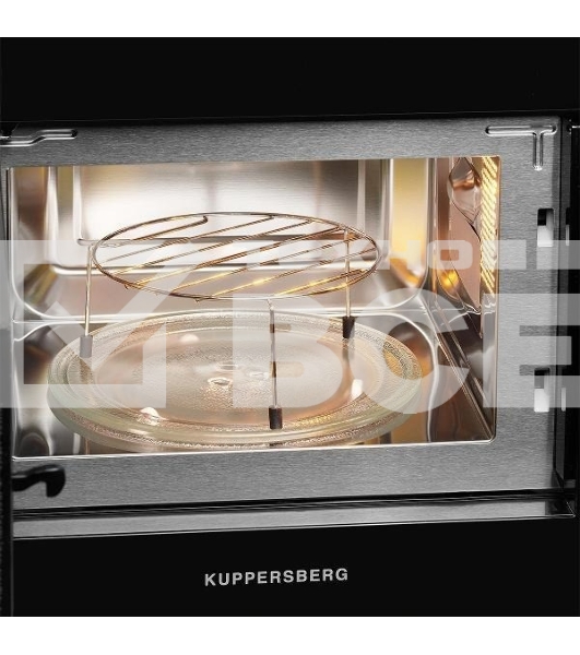 Встраиваемая микроволновая печь Kuppersberg HMW 620 B, объем 20 л, мощность 700 Вт, поворотный стол, High-Tech, 9 автоматических программ, гриль, сенсорное управление, черный