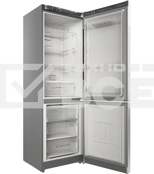Холодильник Indesit ITS 4180 XB нержавеющая сталь двухкамерный 220/78 л морозилка снизу, No Frost