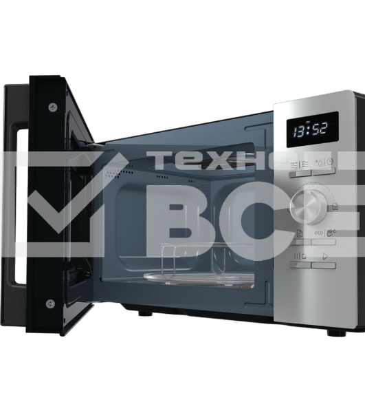 Микроволновая печь Gorenje MO20A4XH нержавеющая сталь/чёрный, 20 л, 800 Вт, переключатели - кнопки/поворотный механизм