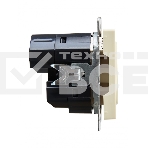 Розетка 1-местная IEK BRITE РЮш10-1-БрКр 16А, с USB A+A 2.1А, с заземлением с защитными шторками, бежевый, фото3