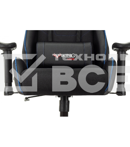 Кресло игровое Бюрократ VIKING 4 AERO BLUE черный/синий, искусст.кожа/ткань, две подушки