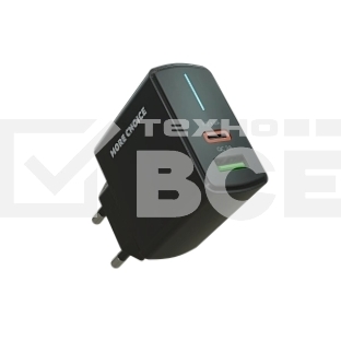Сетевое зарядное устройство MORE CHOICE NC61a черный - 1USB+1USB-C 3.0A PD 20W+QC3.0 быстрая зарядка для Type-C