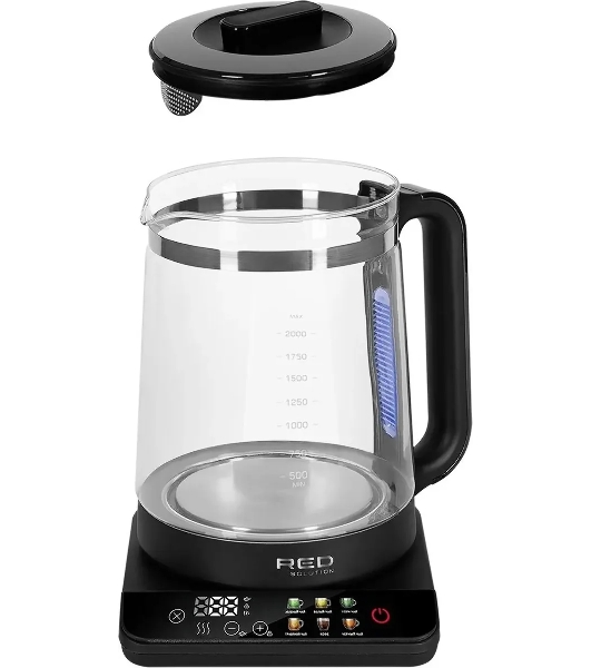 Чайник электрический Red Solution KG1330D 2л. 2000Вт прозрачный/черный корпус: пластик/стекло