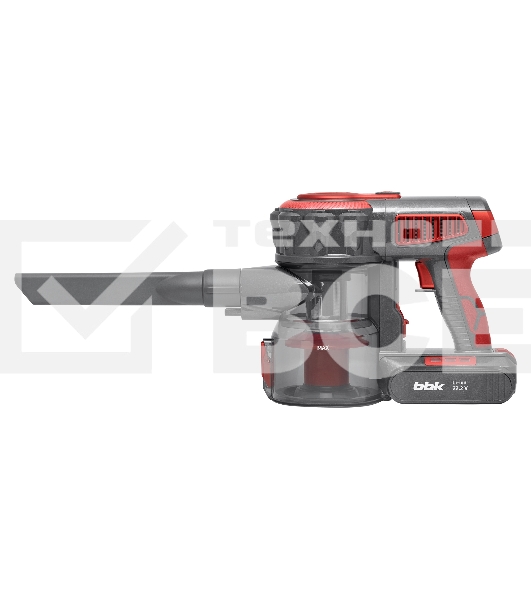 Пылесос вертикальный BBK BV3002 красный/серый, питание от аккумулятора, 150 Вт, уборка сухая, пылесборник 0.8 л, работа от АКБ max 30 мин