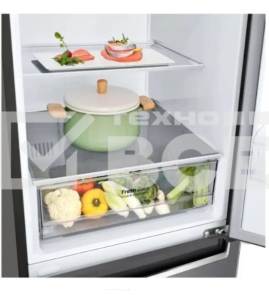 Холодильник LG GC-B459SLCL графит двухкамерный инвертер 247/127л морозилка снизу, No Frost