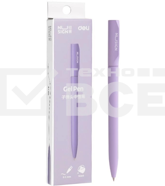 Ручка гелевая Deli Nusign (NS552VIOLET) фиолетовый d=0.5мм черн. черн. кор.карт. автом.
