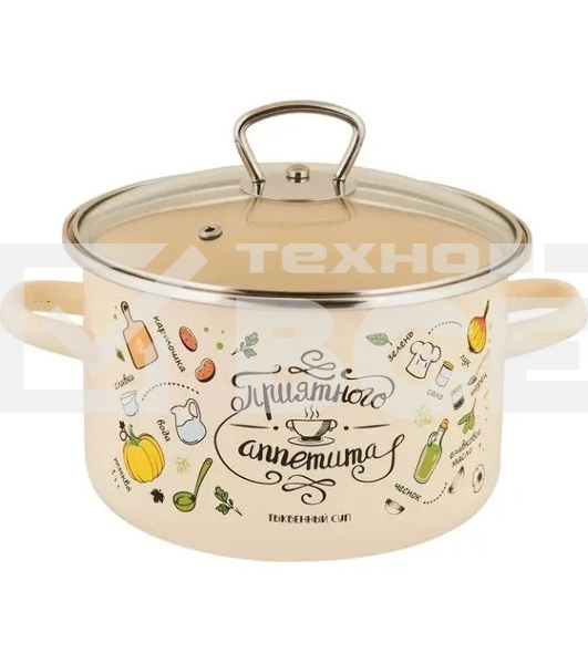 Кастрюля Appetite 1RD221S Приятного аппетита с крышкой, эмалированная сталь 5,5 л