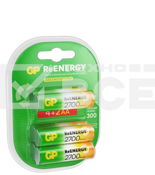 Аккумулятор GP 270AAHC4/2RGY-2CRCB6 AA NiMH 2700mAh (6шт) блистер