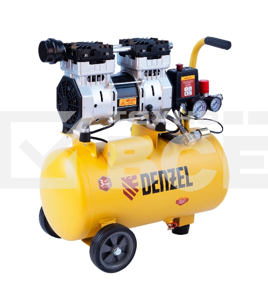 Компрессор Denzel DLS950/24 безмаслянный малошумный 950 Вт, 165 л/мин,ресивер 24 л