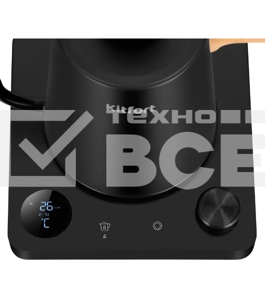 Чайник электрический Kitfort КТ-6726 1л. 1200Вт черный/дерево корпус: нерж.сталь/пластик