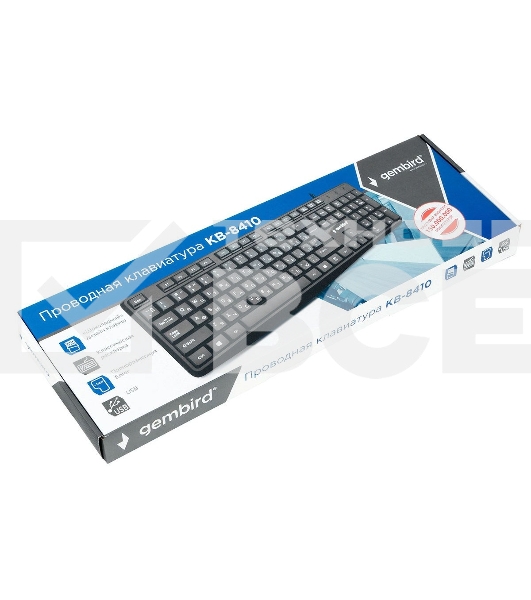 Клавиатура Gembird KB-8410 проводная, USB, чёрный