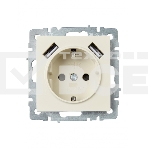 Розетка 1-местная IEK BRITE РЮш10-1-БрКр 16А, с USB A+A 2.1А, с заземлением с защитными шторками, бежевый, фото4