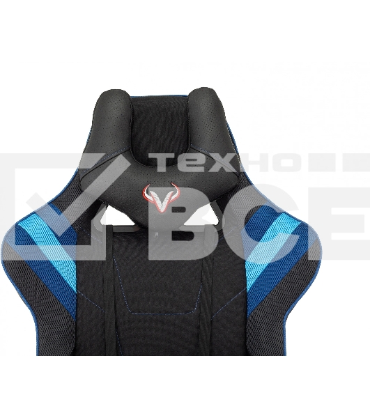 Кресло игровое Бюрократ VIKING 4 AERO BLUE черный/синий, искусст.кожа/ткань, две подушки