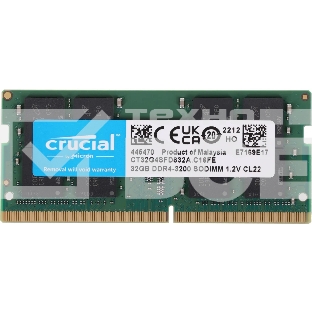 Оперативная память Crucial CT32G4SFD832A, DDR4, 32Gb (1x32 Gb), 3200 MHz, CL22, SO-DIMM, OEM