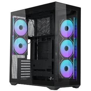 Корпус ATX Eurocase M4801 black, без БП, закаленное стекло 2 стороны