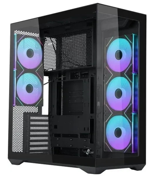 Корпус ATX Eurocase M4801 black, без БП, закаленное стекло 2 стороны