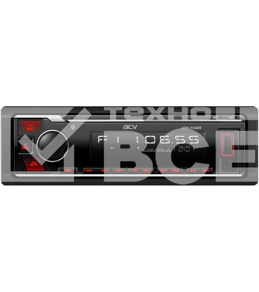 Автомагнитола ACV AVS-920BR, 1 DIN, Bluetooth, USB Type-A, AUX