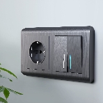 Выключатель двухклавишный проходной с подсветкой WERKEL (графит рифленый) W1122104, фото3