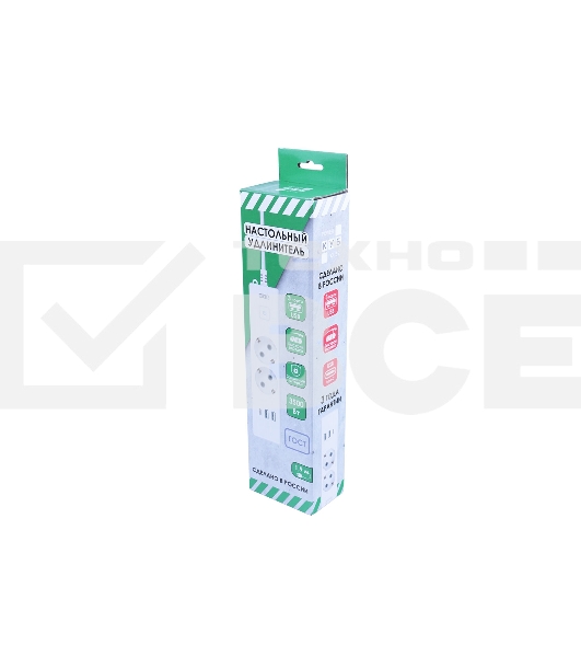 Бытовой удлинитель PowerCube, 2р с/з вык.,3USB, 3500 Вт, 16А, 1.9 м, 3*1,0 (белый) PC-4-2M