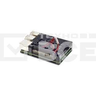Компьютерный корпус Qumo Aluminum case with double black 2-wire fans, Raspberry Pi 5B, black(RS056)