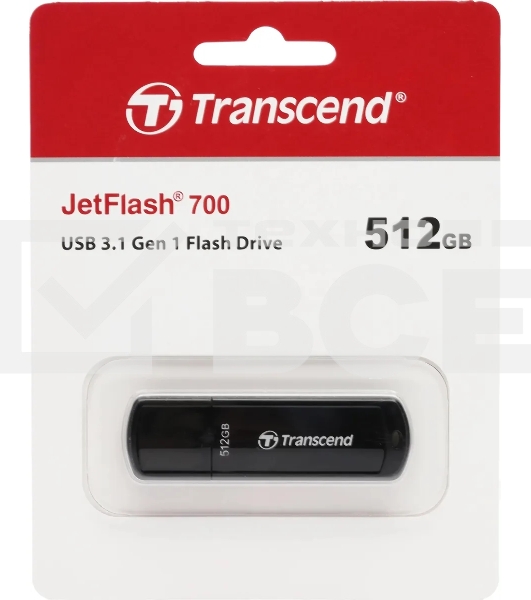 Флеш диск Transcend 512Gb Jetflash 700 TS512GJF700 USB3.0 черный