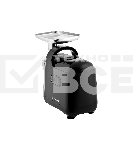 Мясорубка электрическая BRAYER 1602BR черный, 2000 Вт, 2.0 кг/мин, реверс, защита от перегрузки, металлический лоток, насадки - 5