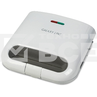 Сэндвич-тостер Galaxy Line GL 2962, белый, с несъемными пластинами, 800 Вт, индикаторы нагрева и сети, антипригарное покрытие рабочей поверхности, теплоизолированный корпус, прорезиненные ножки, препятствующие скольжению