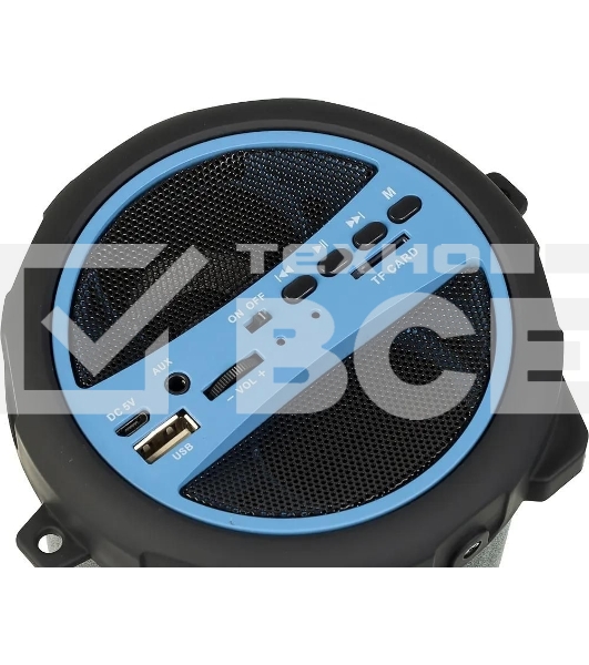 Колонка портативная Hyundai H-PAC220 черный/голубой 10W 1.0 BT/3.5Jack/USB