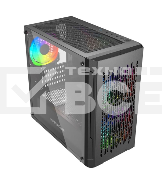 Корпус Powercase Mistral Micro D3B ARGB, Tempered Glass, 2x 140mm ARGB PWM+1x 120mm ARGB PWM, чёрный, mATX  (CMMDB-A3)