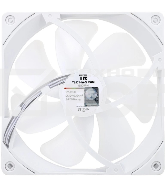 Кулер для корпуса Thermalright TL-C14W-Sx3 белый (140x140x26mm, 4-pin PWM, ARGB, 74.3CFM, 26.6dBA, 1500RPM)