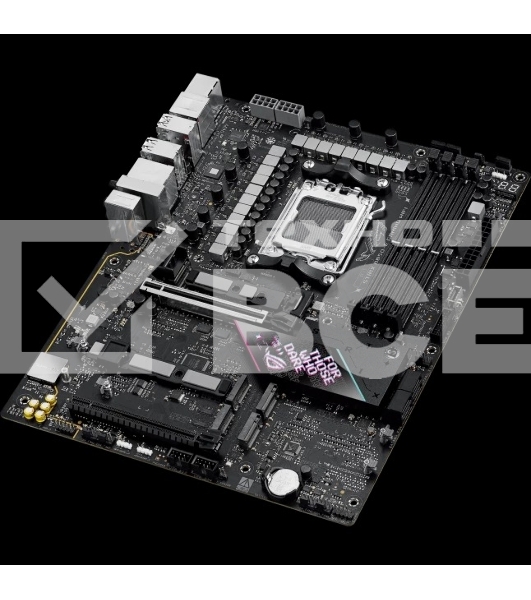 Материнская плата ASUS ROG STRIX B850-E GAMING WIFI, AM5, AMD B850, 4xDDR5, 4xSATA, 5xM.2, 1xPCI-E 5.0 x16, 1xPCI-E 4.0 x16, 1xRealtek 5Gb Ethernet, 1xUSB-C 4, 1xUSB-C 20Gbps, 6xUSB-A 10Gbps, 4xUSB-A 2.0, 3x3.5 мм, 7.1, ATX
