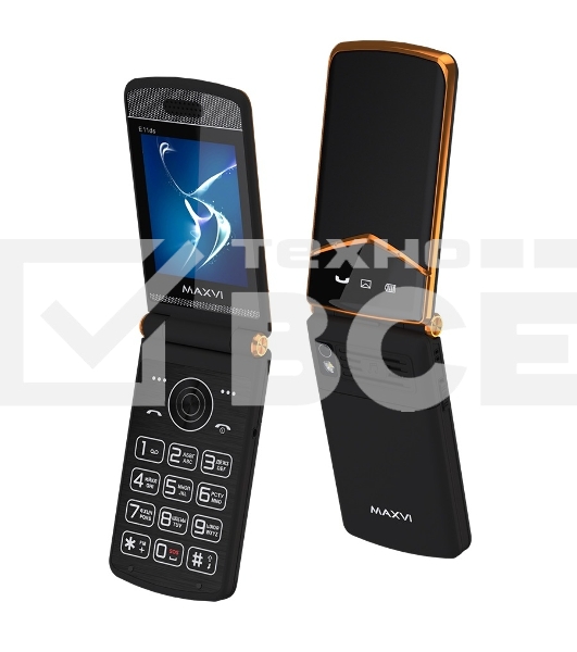 Мобильный телефон Maxvi E11ds черный/золотой