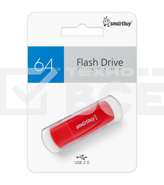 Флешка USB Smartbuy R/W (SB064 Gb2SCR) UFD 2.0 064 Gb Scout красный красный