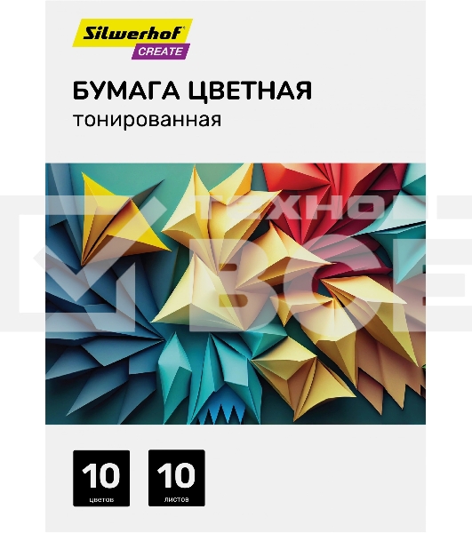 Бумага цветная Silwerhof тонир. 10л. 10цв. A4 CREATE 80г/м2 папка