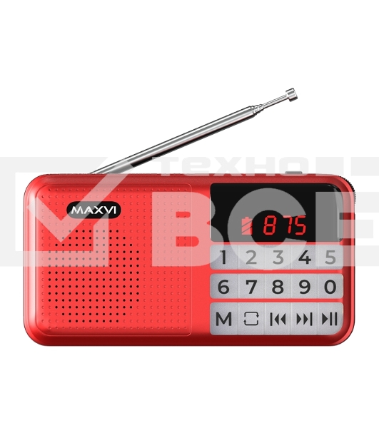Радио FM-приемник Maxvi PR-02 red. Цифровой приемник Maxvi PR-02 предназначен для прослушивания радио и музыки. Миниатюрный Maxvi PR-02 - удобный в переноске и помещается в карман. Можно использовать карты памяти microSD и внешний USB-накопитель для воспроизведения музыки, а также аудиокниг. Благодаря функции автоматического поиска гаджет может самостоятельно находить доступные радиостанции и сохранять их в памяти
