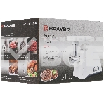 Мясорубка электрическая BRAYER BR1604, 1800 Вт, реверс, 2 диска, насадки кеббе, колбасы, толкатель, произ 2 кг/мин, фото7