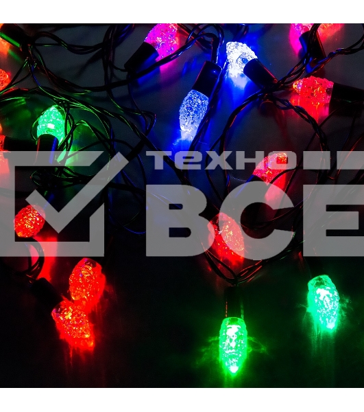 Гирлянда светод. Funray Шишки, SE-CONE-540M, 5M, 40 LED, мульти (3цв.), темно-зел. шнур 0,7м,