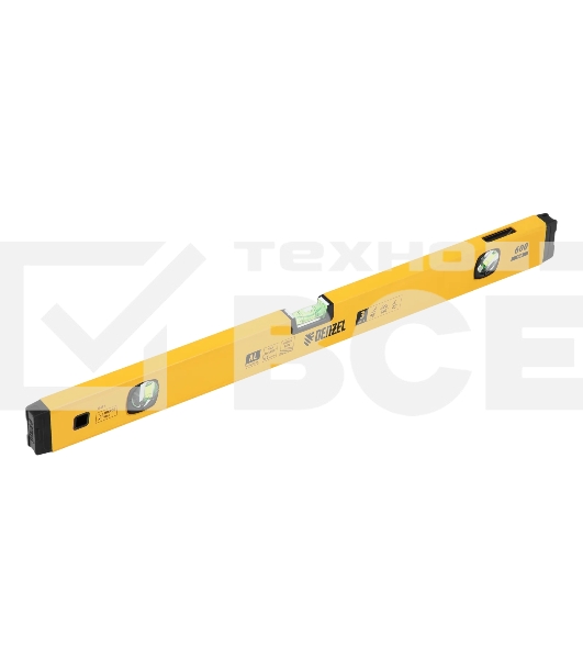 Уровень алюминиевый Denzel магнит., фрезерованный, 3 глазка (1 зеркал.), 0,5 мм/м, 600 мм