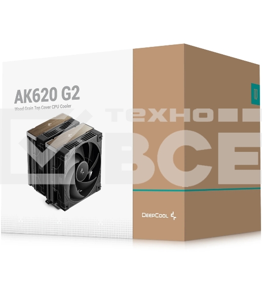 Кулер для процессора DEEPCOOL AK620 G2 LGA1851/1700/1200/115X/AM5/AM4 (8шт/кор, TDP 260W, PWM, DUAL Fan 120мм, 6 тепл. трубок, Copper Base, Wood-grain top cover, черный) RET (R-AK620G2-BKNNMN-GJD)