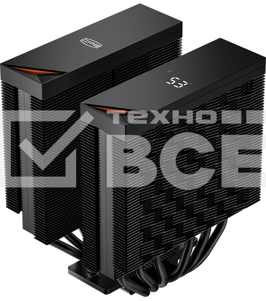 Кулер для процессора PCCooler RT620 Digital BK (250W, 4-pin PWM, LED temp., 157mm, 6x6mm, 2x120мм, 73.32CFM, 34.9dBA, 2200RPM, S: 1851/1700/1200/115X, AM5/AM4, черный)