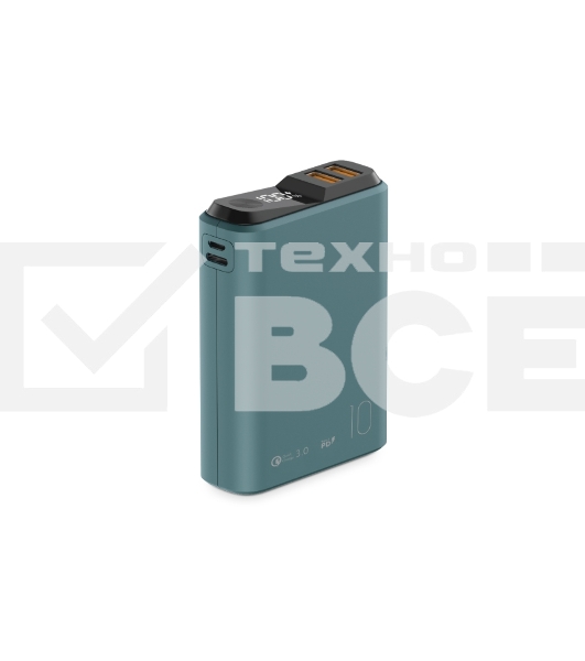 Портативный аккумулятор OLMIO QS-10, 10000mAh, 22.5W QuickCharge3.0/PowerDelivery, LCD, темно-зеленый
