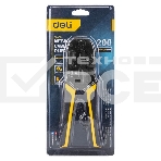 Обжимные клещи Deli DL4971 4P,6P,8P Размер: 200 мм. Спецификация обжима: 4P, 6P, 8P. Сталь A3 с черным покрытием. Ручка из ПВХ и ТПР. Храповой механизм. Подходит для витой пары UTP/STP и телефонных кабелей., фото6