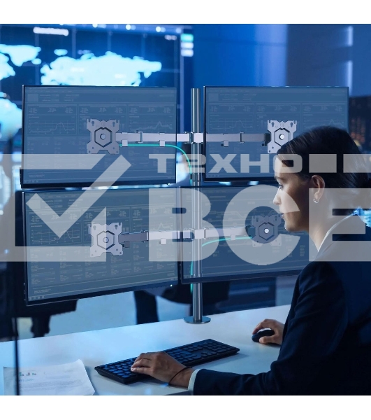 Кронштейн ONKRON D421E для четырех мониторов 13'-32' настольный, черный