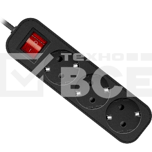 Удлинитель Defender с заземлением G330 Выключатель, 3.0 м, 3 розетки