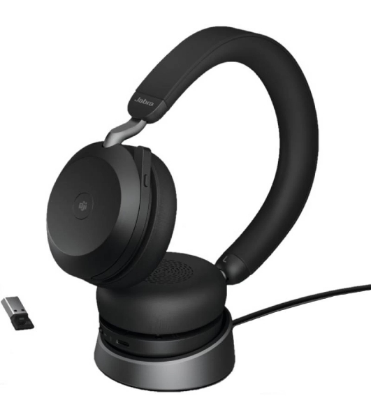 Гарнитура беспроводная Jabra Evolve 2 75, Link380a MS Stereo Stand черный