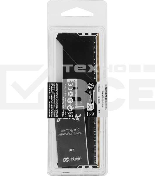Оперативная память Kingston Fury Beast, DDR4, 8GB (1x8GB), 2666MHz, CL16, с радиатором, RGB, чёрный