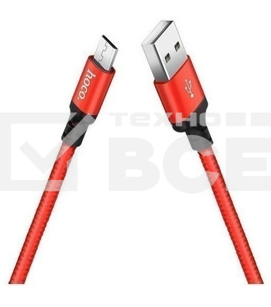 Кабель HOCO X14 красный/черный HC-62912 USB - microUSB, 2m, 1.7A, Нейлон