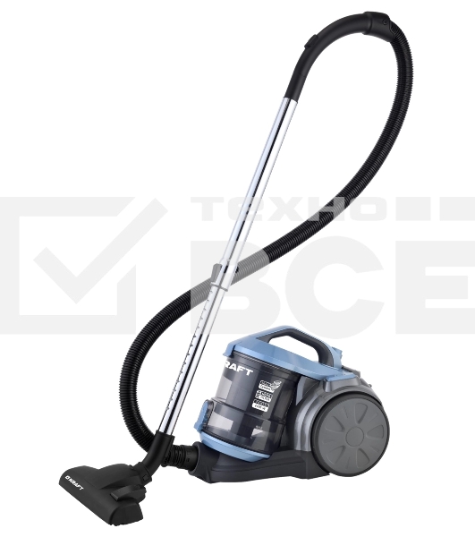 Пылесос KRAFT KF-KVC 169 HP голубой/серый, 420/2400 Вт, уборка сухая, пылесборниик контейнер, 3 л