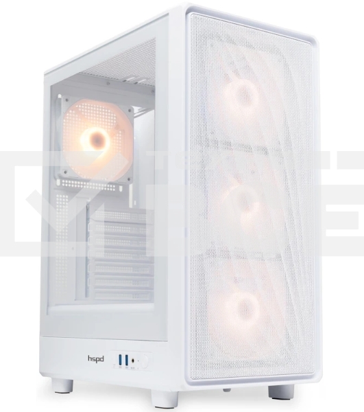 Компьютерный корпус HSPD M510, Mesh Mid Tower, белый, TG, 0.5 SPCC, 4x120мм ARGb ATX, mATX, mITX 180/280/160мм 1x2.5